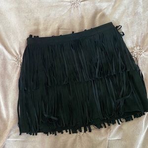 Faux Suede Fringe Mini Skirt | H&M